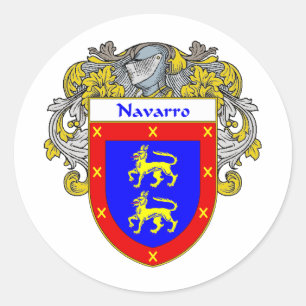 Navarro Coat of Arms (Mantled) Classic Round Sticker