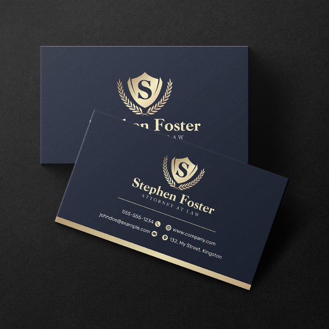 Navey Blue, Gold Attorney At Law Scales Of Justice Business Card (Creator Uploaded)