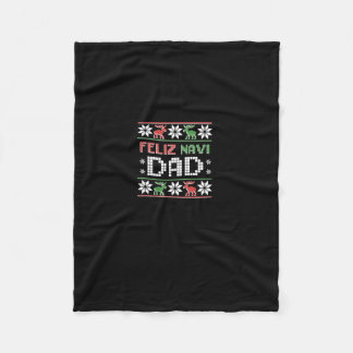 Navi Dad Navidad Funny Christmas Ugly Sweater Fath Fleece Blanket