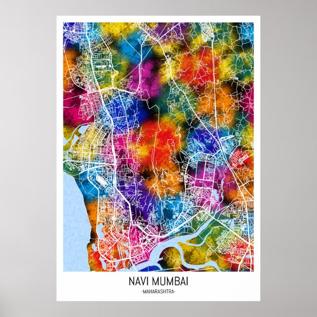 Navi Mumbai Maharashtra City Map Poster (Front)