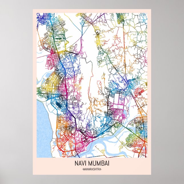Navi Mumbai Maharashtra City Map Poster (Front)