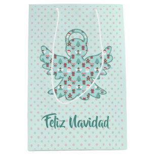 Navidad Angel Cutout Medium Gift Bag