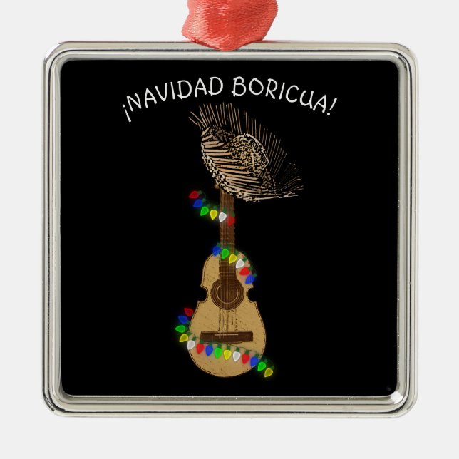 Navidad Boricua Cuatro Puertorriqueno  Metal Ornament (Front)