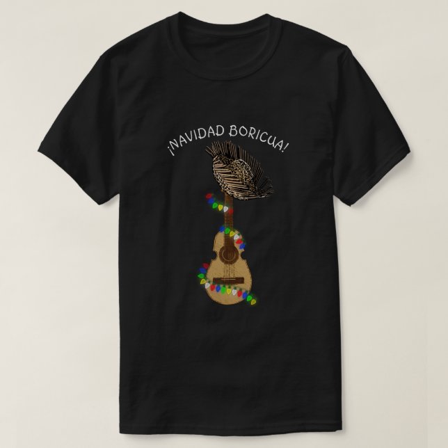 Navidad Boricua Puerto Rican Cuatro T-Shirt (Design Front)