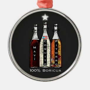 Navidad Boricua Puerto Rico Mavi Coquito Pitorro Metal Ornament