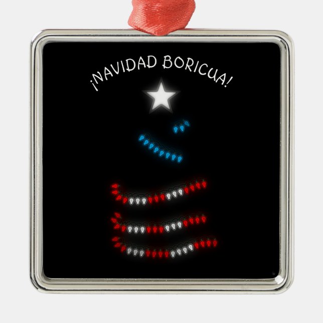 Navidad Boricua Puerto Rico Merry Xmas  Metal Ornament (Front)