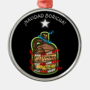 Navidad Boricua Puerto Rico Merry Xmas Metal Ornament