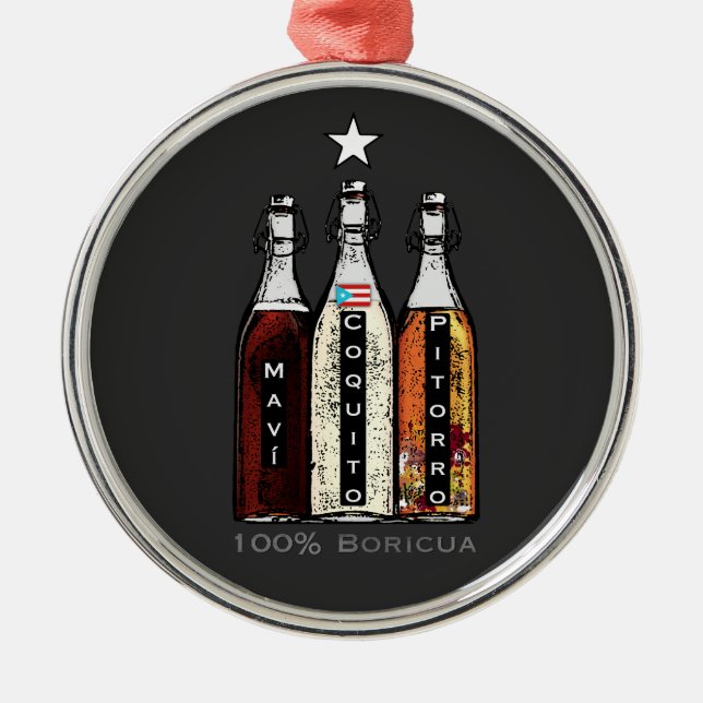 Navidad Boricua Puerto Rico Traditional Drinks  Metal Ornament (Front)