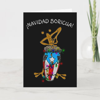 Navidad Boricua Xmas Conga Coqui Taino Thank You Card