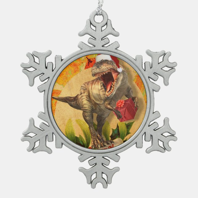 Navidades Jurásicas (I) Snowflake Pewter Christmas Ornament (Front)