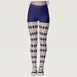 navie blue Tribal Pattern Leggings