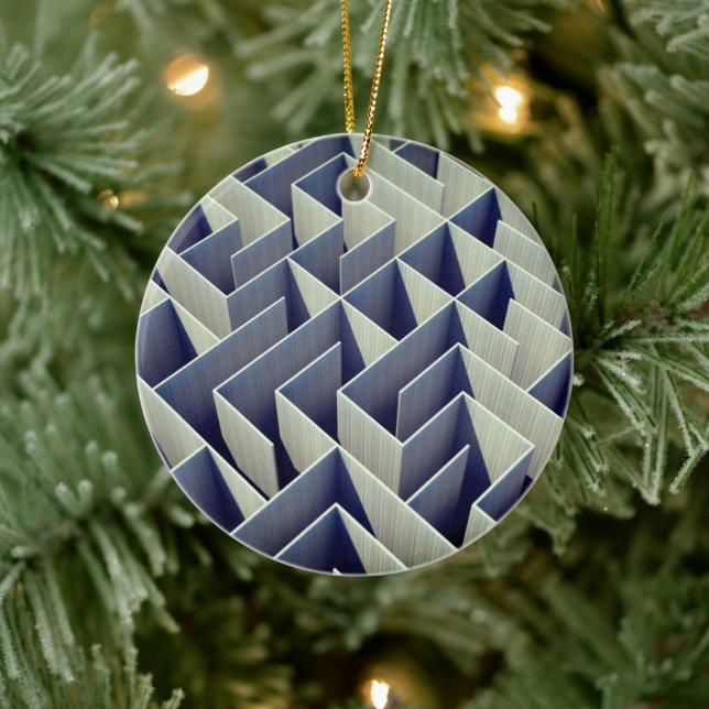 Navigate Nostalgia: Permutation Maze Ceramic Ornament (Tree)