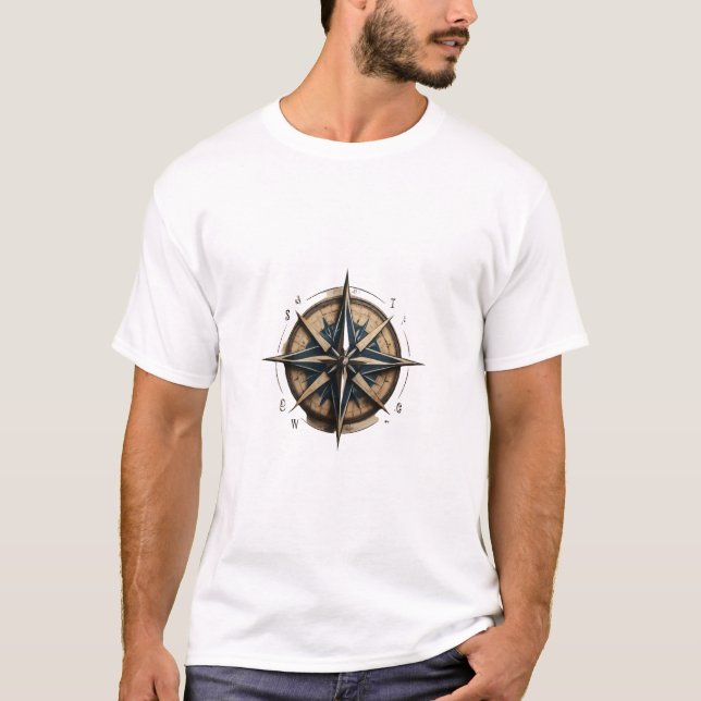 Navigate Your Journey: Compass Rose T-Shirt Design (Front)