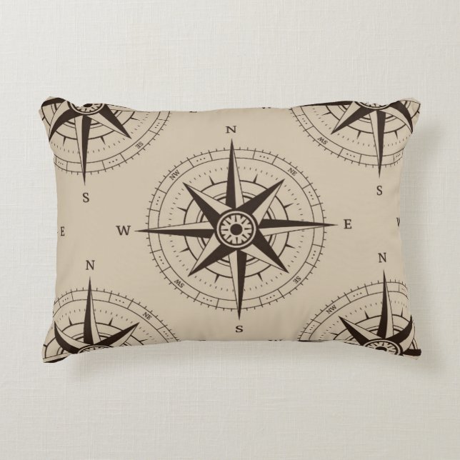 Navigation Compass Pattern Decorative Cushion (Front)