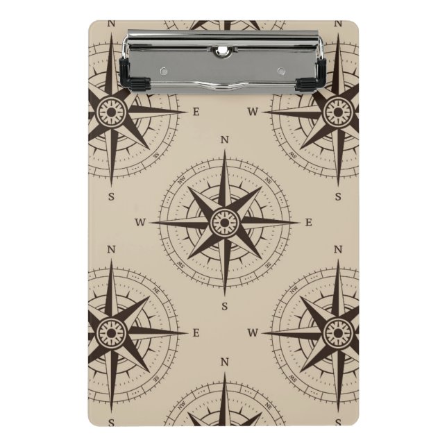 Navigation Compass Pattern Mini Clipboard (Front)