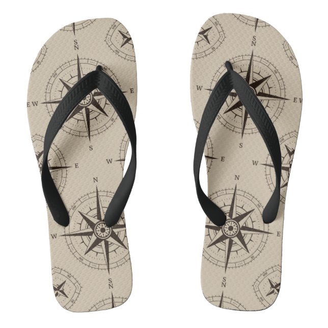 Navigation Compass Pattern Thongs (Footbed)