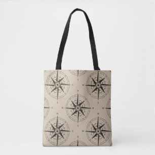Navigation Compass Pattern Tote Bag