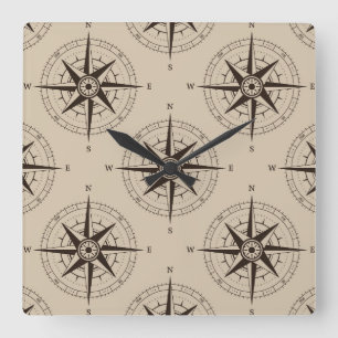 navigation pattern square wall clock