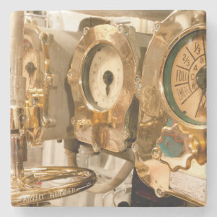 Navigational Gauges And Instruments On Submarine Stone Coaster