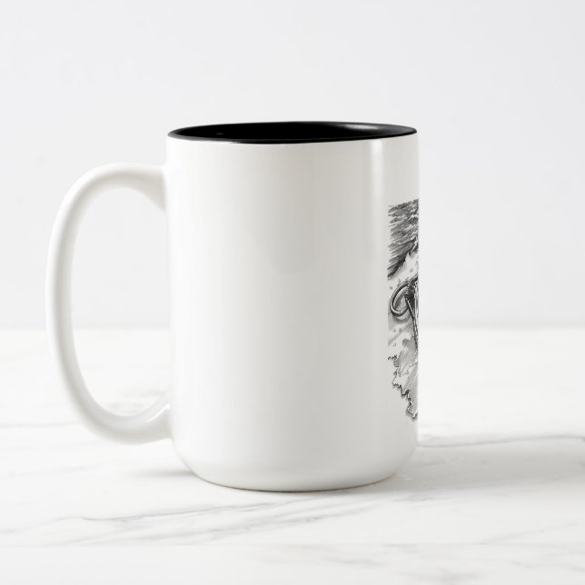 Navigator's Path Vintage Compass Ink Sketch Mug (Left)