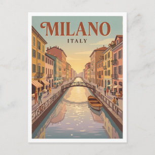 Navigli Grande Milan Italy Postcard