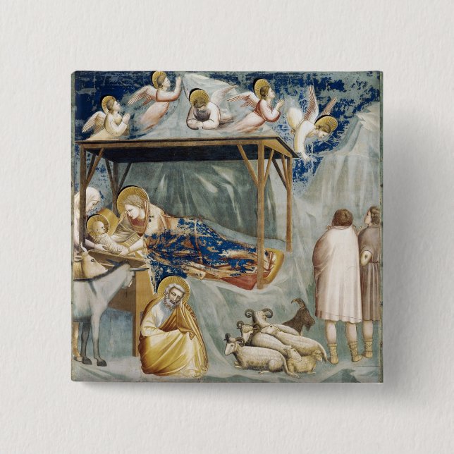 Navitity (Birth of Jesus Christ) (by Giotto) 15 Cm Square Badge (Front)