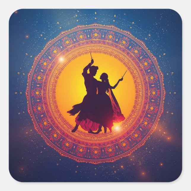 Navratri - A Festival of Devotion and Dance Square Sticker (Front)