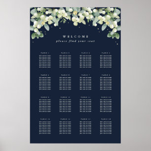 Navy 24x36" 16 Tables of 8 Seating Chart Poster