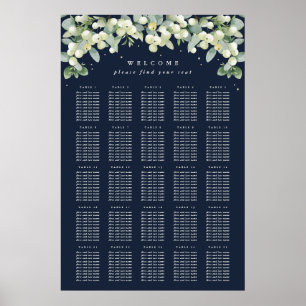 Navy 24x36" 25 Tables of 10 Seating Chart Poster