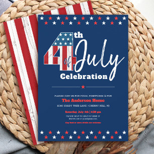 Navy 4th of July USA Flag Stars Bold Modern Rustic Invitation