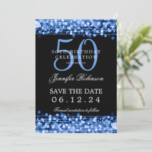 Navy 50th Birthday Party Save the Date  Invitation