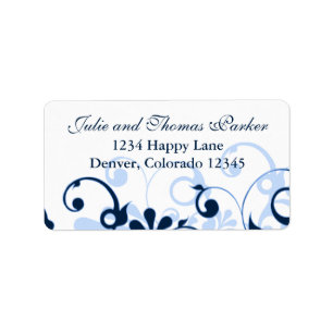 Navy Abstract Floral Wedding Return Address Label