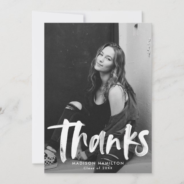 Navy | Abstract Photo Graduation Thank You (Front)