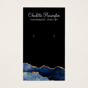 Navy Agate Gold Glitter Earring Display Card