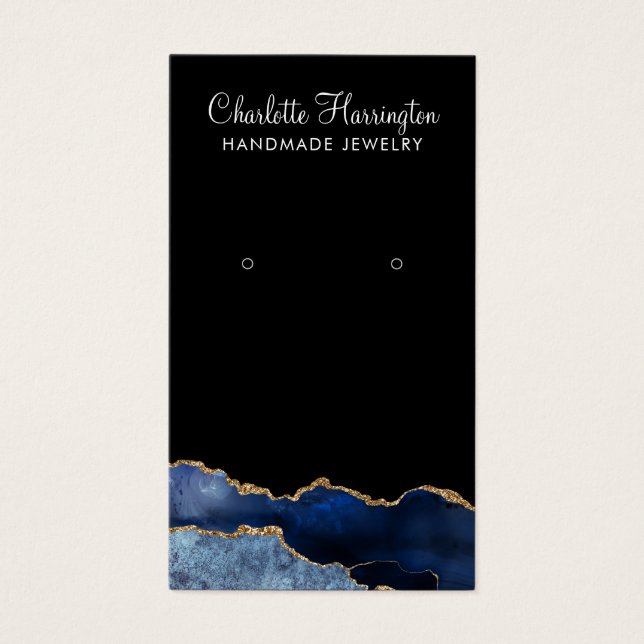 Navy Agate Gold Glitter Earring Display Card (Front)