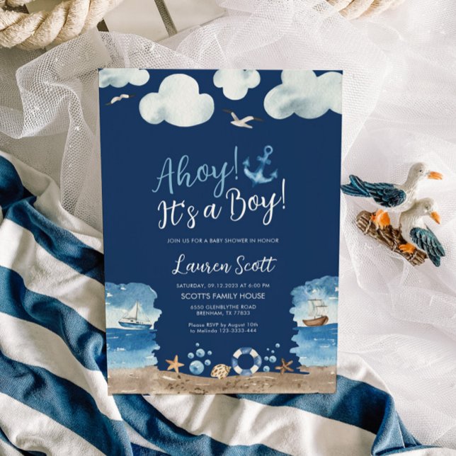 Navy Ahoys it's a Boy Baby Shower Invitation (Creator Uploaded)