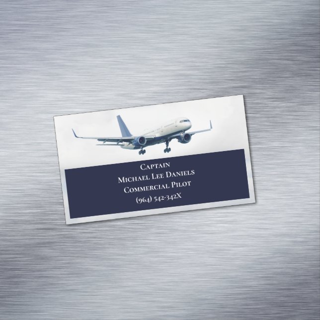 Navy Aircraft Aeroplane Captain Pilot Plane in Sky Magnetic Business Card (In Situ)