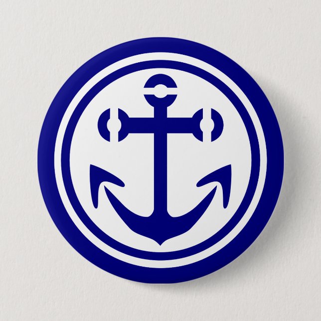 Navy Anchor 7.5 Cm Round Badge (Front)
