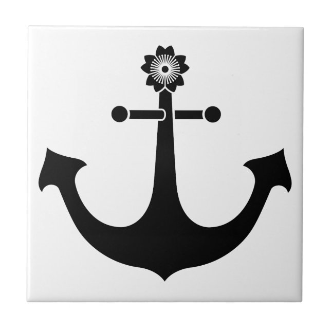 Navy anchor ceramic tile (Front)