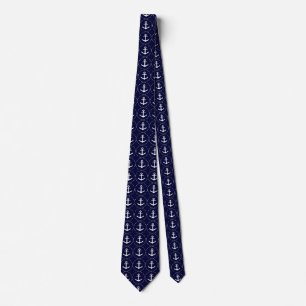 Navy anchor circle pattern tie