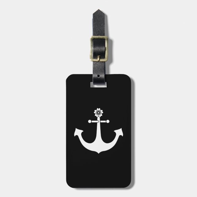 Navy anchor luggage tag (Front Vertical)