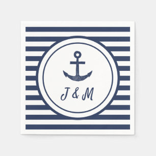 Navy Anchor Nautical Theme Custom Boat Wedding Napkin