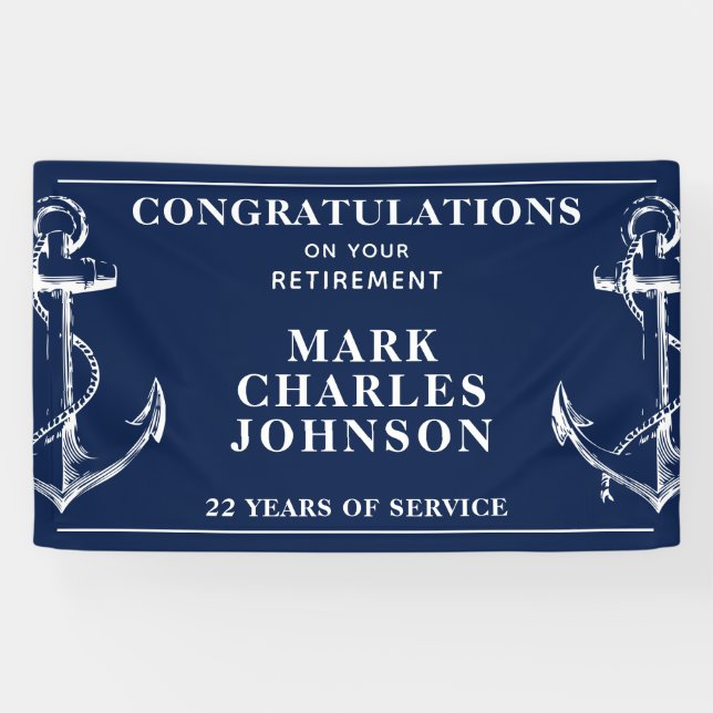 Navy Anchor Retirement Banner (Horizontal)