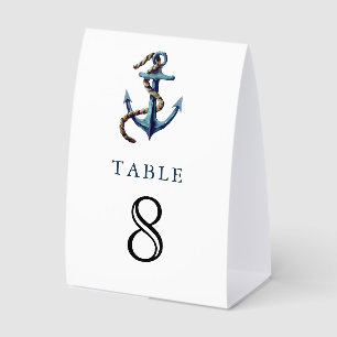 Navy Anchor Rope Nautical Wedding Table Number