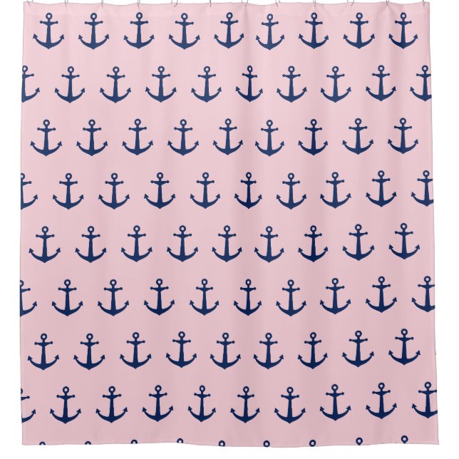 Navy Anchor Shower Curtain (Front)