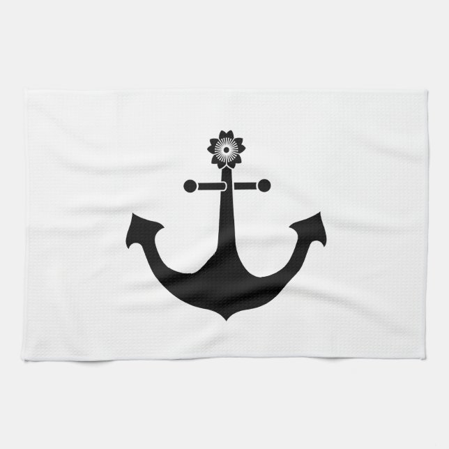 Navy anchor tea towel (Horizontal)