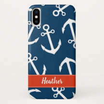 Navy Anchors Pattern Nautical Monogram