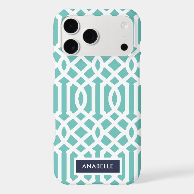 Navy and Aqua Trellis Monogram (Back)