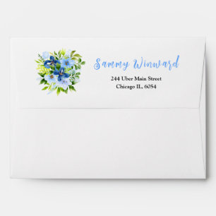 Navy and Baby Blue Floral Bridal Shower Envelope