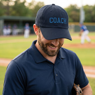 Navy and Blue Custom Coach Sports Team Gift Embroidered Hat